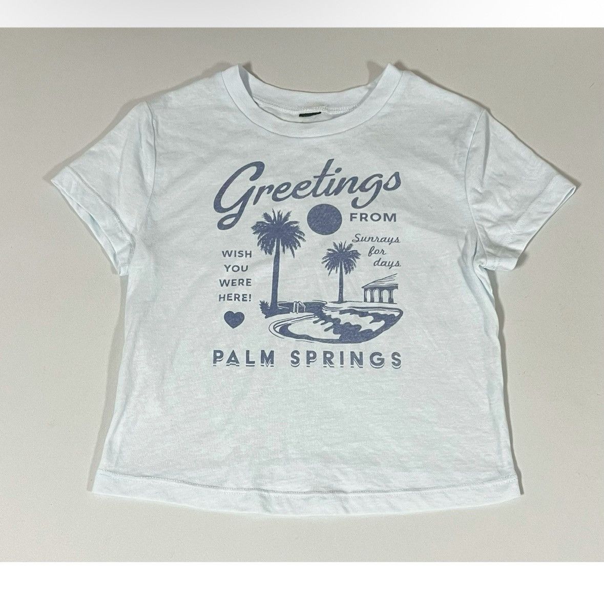 Vintage Blue ‘Greetings from Palm Springs’ T-Shirt Top Tee Size S 🩵✨ Size S / US 4 / IT 40 - 1 Thumbnail