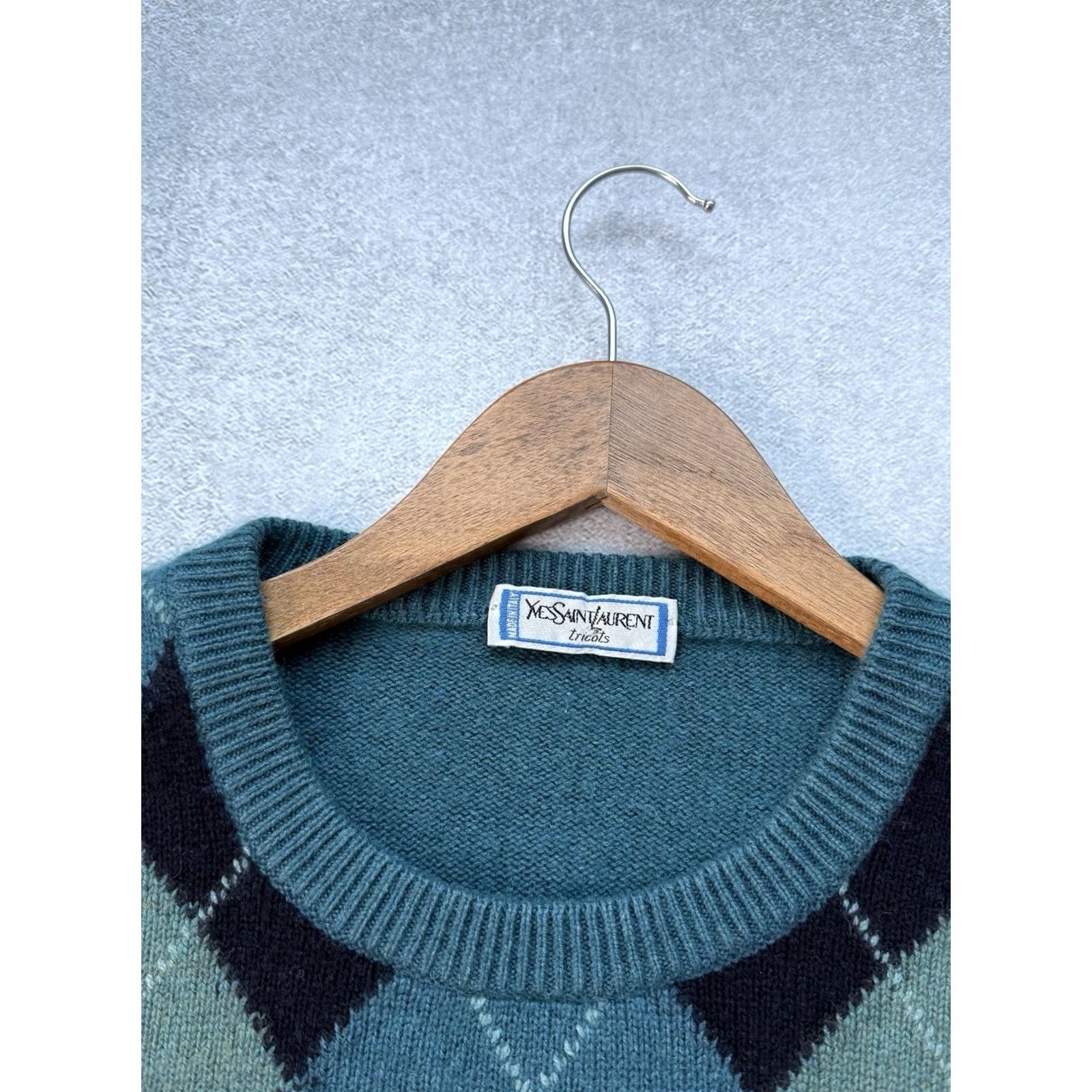 Yves Saint Laurent VINTAGE Yves Saint Laurent Tricots Sweater Men’s Wool Knit Crew Neck L-XL Gray YSL Pullover Vintage 90s Luxury Made In Italy Mens Size US L / EU 52-54 / 3 - 6 Thumbnail