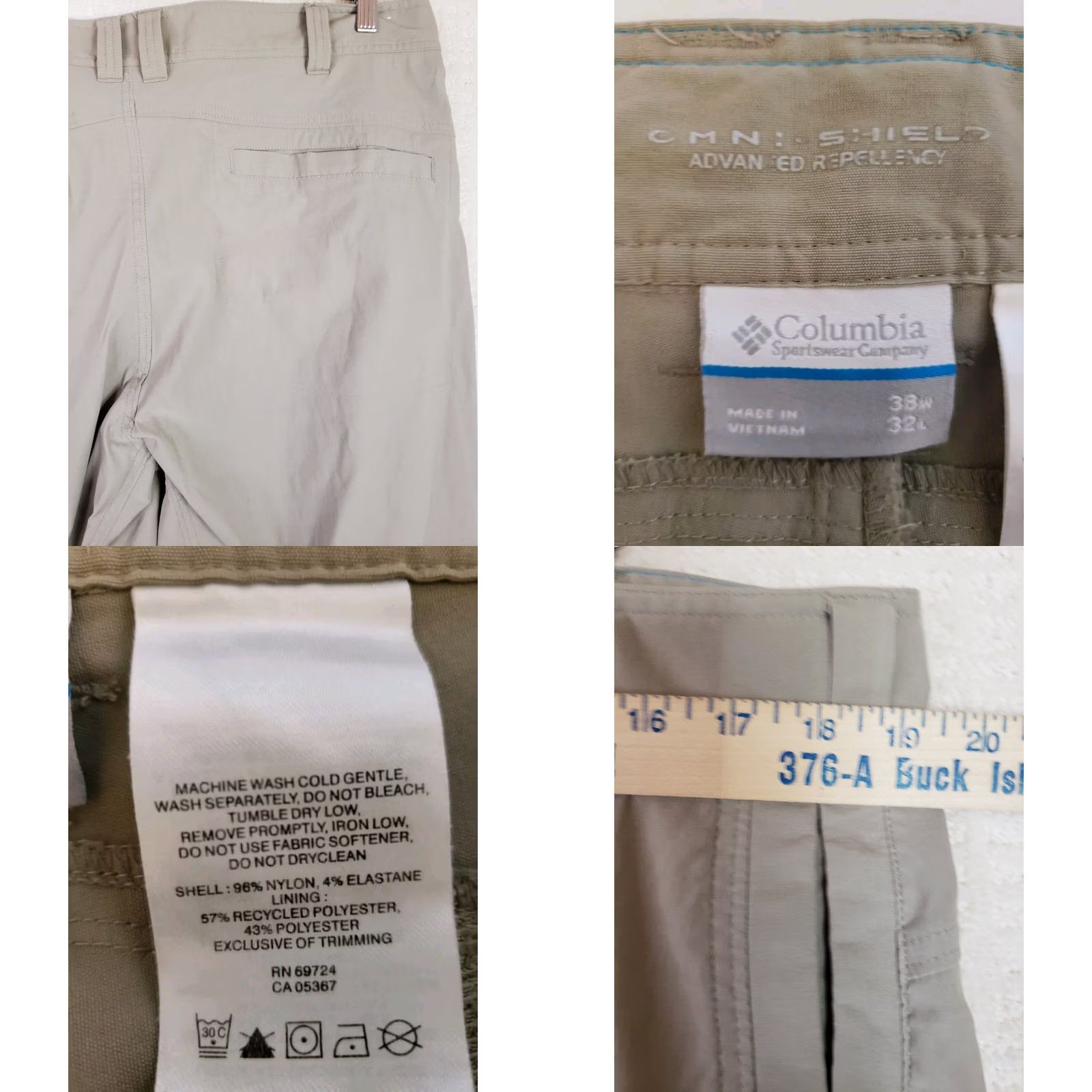 Vintage Columbia Omni Shield Convertible Hiking Pants Tan Khaki 38X32 Mens Regular Nylon Spandex Cargo Pockets Convertible to Shorts Straight Leg Size US 38 / EU 54 - 9 Thumbnail