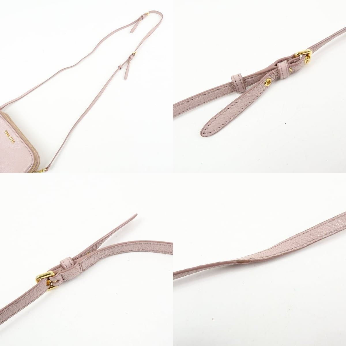 Miu Miu Miu Miu Logo Madras Leather Crossbody Bag Pink Size ONE SIZE - 4 Thumbnail