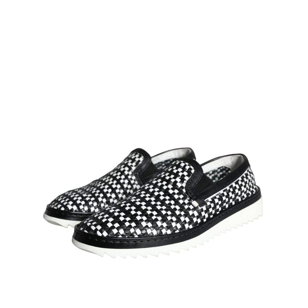 Dolce & Gabbana Dolce & Gabbana Black White Weaved Slip On Men Loafers Shoes Size US 8 / EU 41 - 3 Thumbnail