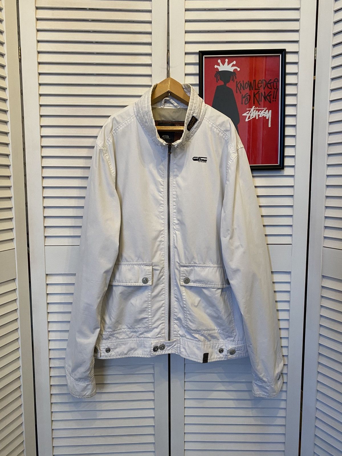 G-Star Vintage Bomber Jacket J-Star Raw Button Zip Casual Style Size US XL / EU 56 / 4 - 2 Thumbnail