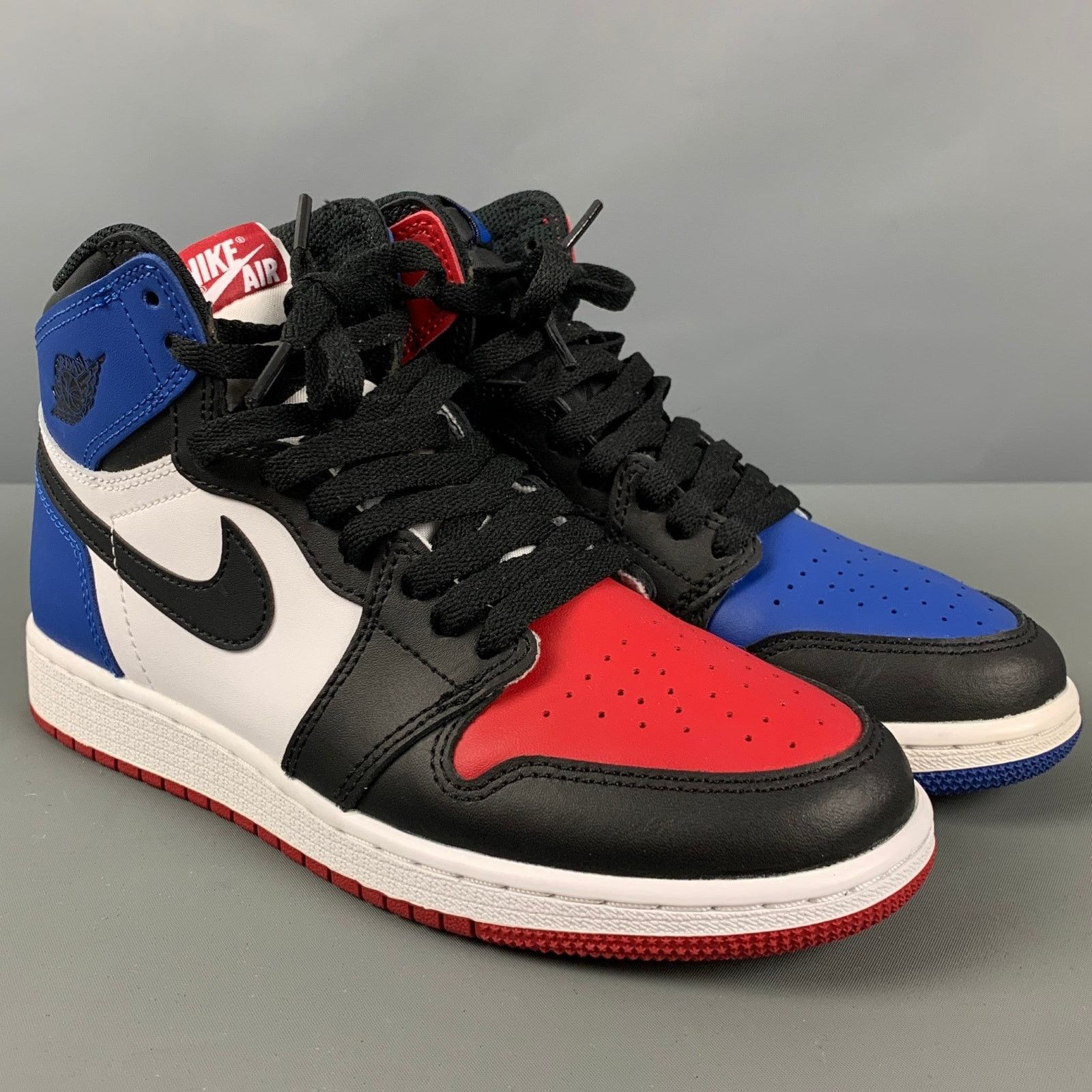 Nike NIKE AIR Black Red & Blue Color Leather High Top Sneakers Size US 6 / EU 39 - 1 Thumbnail