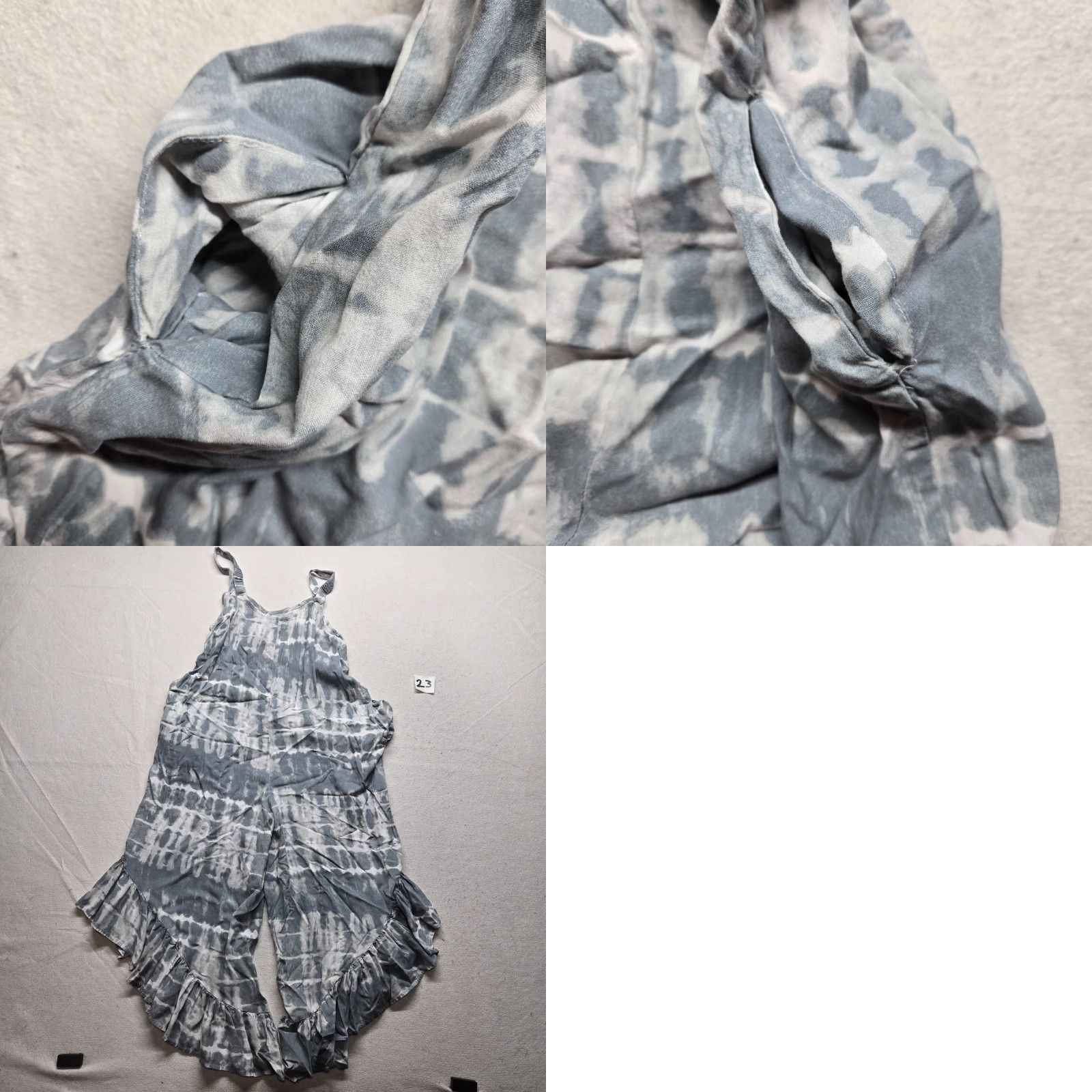 Vintage Japna Gray Tie Dye Ruffle Hem Jumpsuit Women's L Large Size 36" / US 14 / IT 50 - 8 Thumbnail