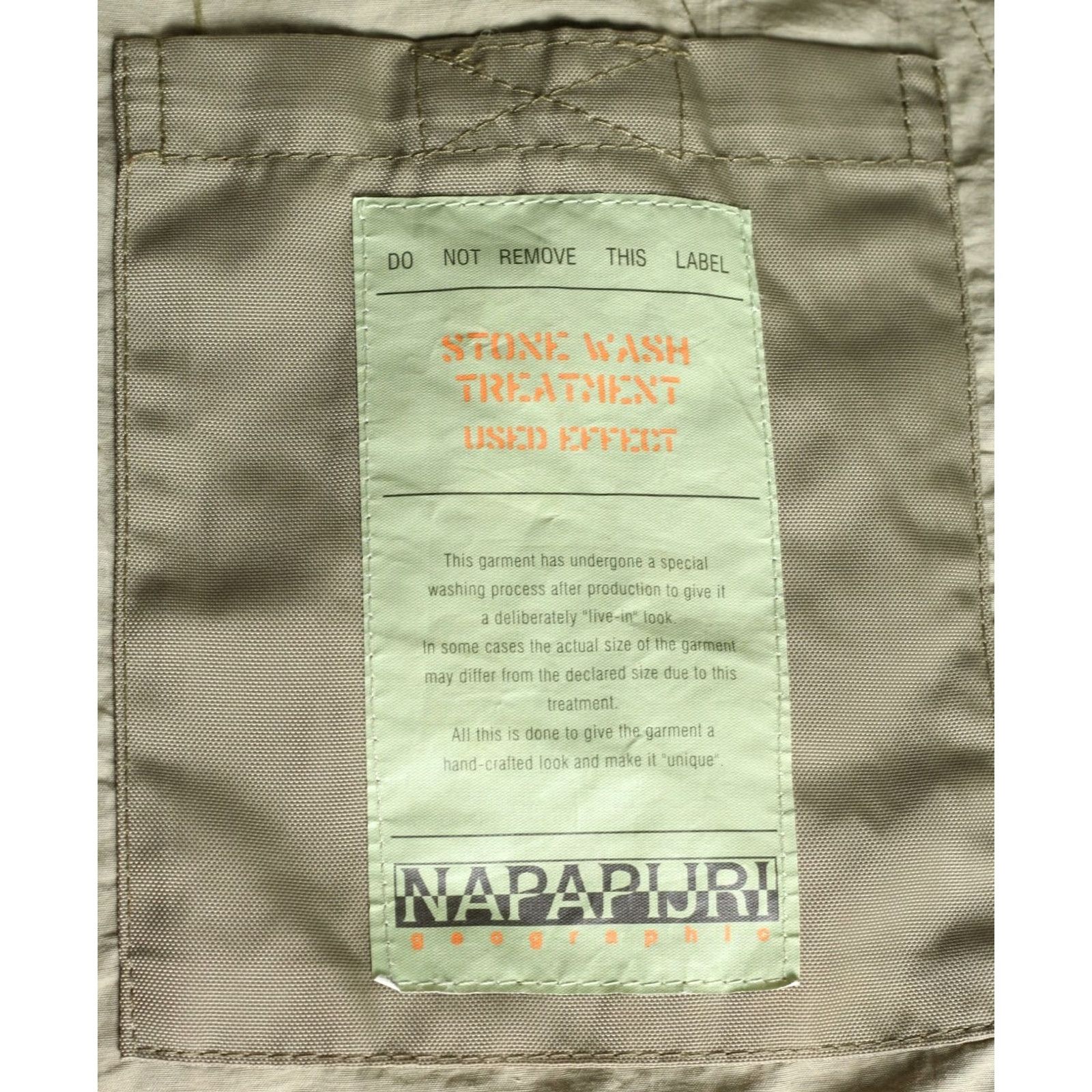 Napapijri NAPAPIJRI Jacket Men XL Khaki Stone Wash Treatment Used Effect Full Zip Canvas Pocket Logo Casual Modern 90s? Size US XL / EU 56 / 4 - 6 Thumbnail