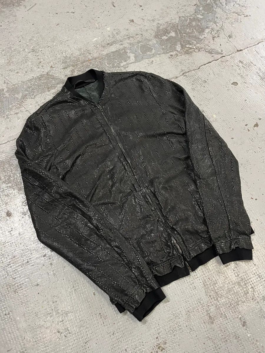 Vintage 2010s Italian Black Avant-Garde Distressed Leather Jacket Size US M / EU 48-50 / 2 - 4 Thumbnail