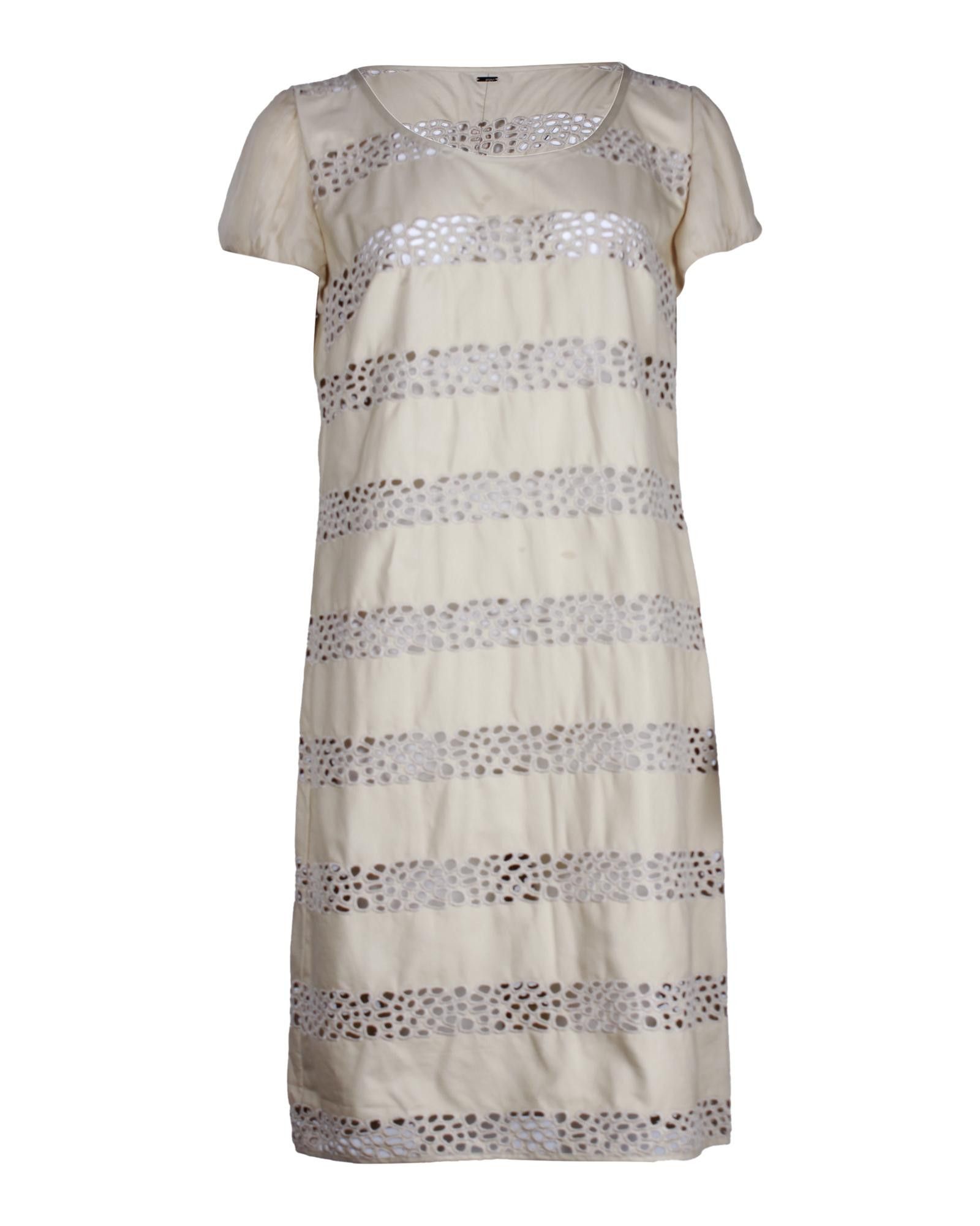 image of Perforated Knee-Length Dress In Beige Cotton By Escada Sport, Women's (Size Small)