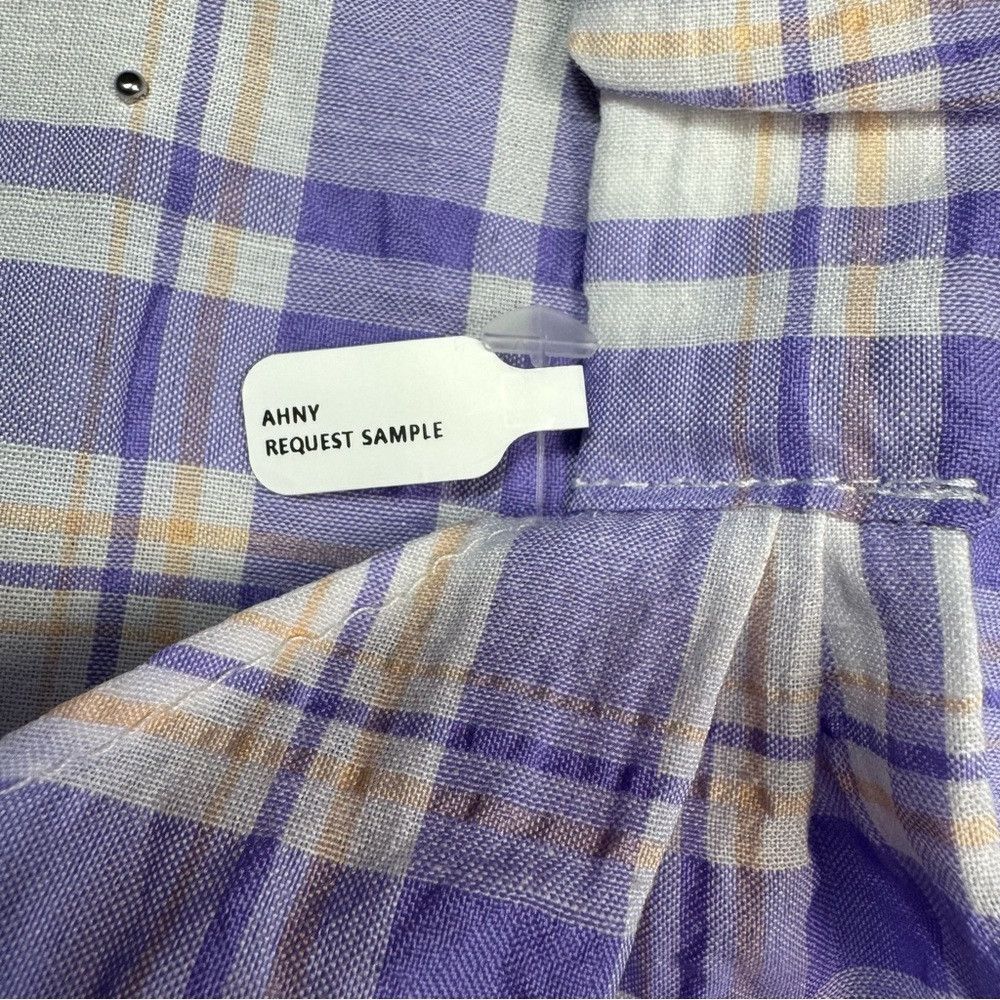 Anthropologie New Anthropologie Purple Plaid Pearl Embellished Hair Scarf Size ONE SIZE - 7 Thumbnail