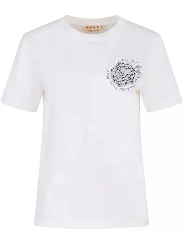 Marni o1w1db10426 Patch-Detail T-Shirt in White Size S / US 4 / IT 40 - 1 Thumbnail