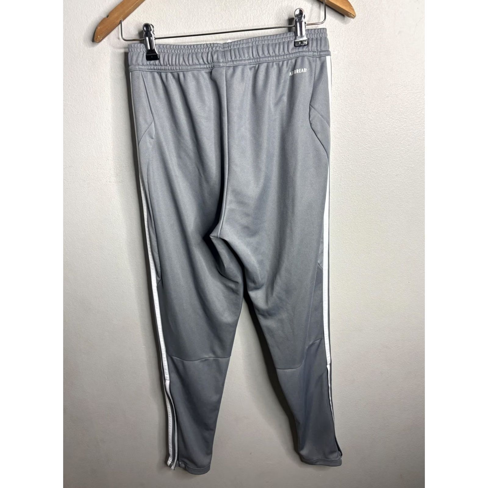 Adidas Adidas Pants Mens Small Gray AEROREADY Track Athletic Tapered Three Stripe Size US 29 - 4 Thumbnail