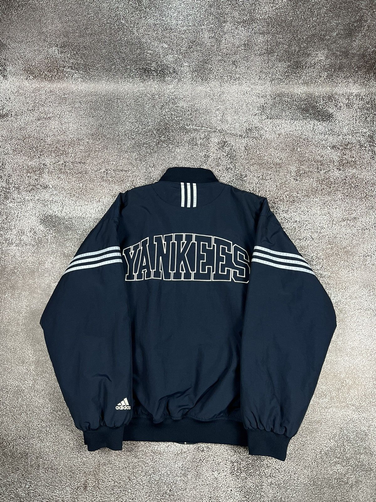 Image of Vintage Adidas x New York Yankees Mlb Bomber Baseball Jacket in Navy/White, Men's (Size 2XL)