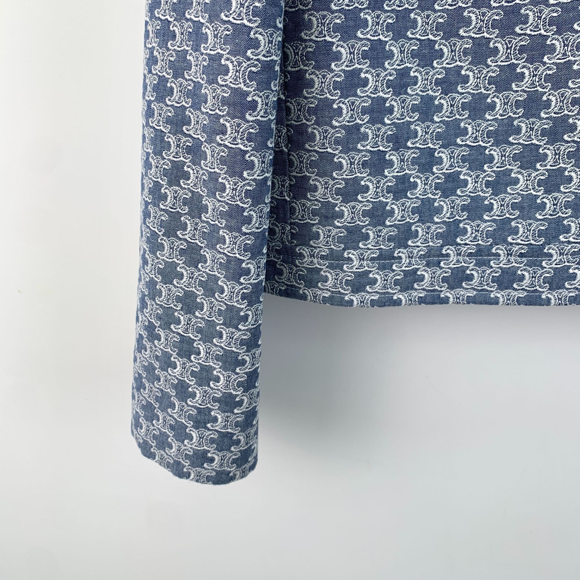 Celine Celine Blue Arc de Triomphe Print Cotton Long Sleeve Button- Size XS / US 0-2 / IT 36-38 - 6 Thumbnail
