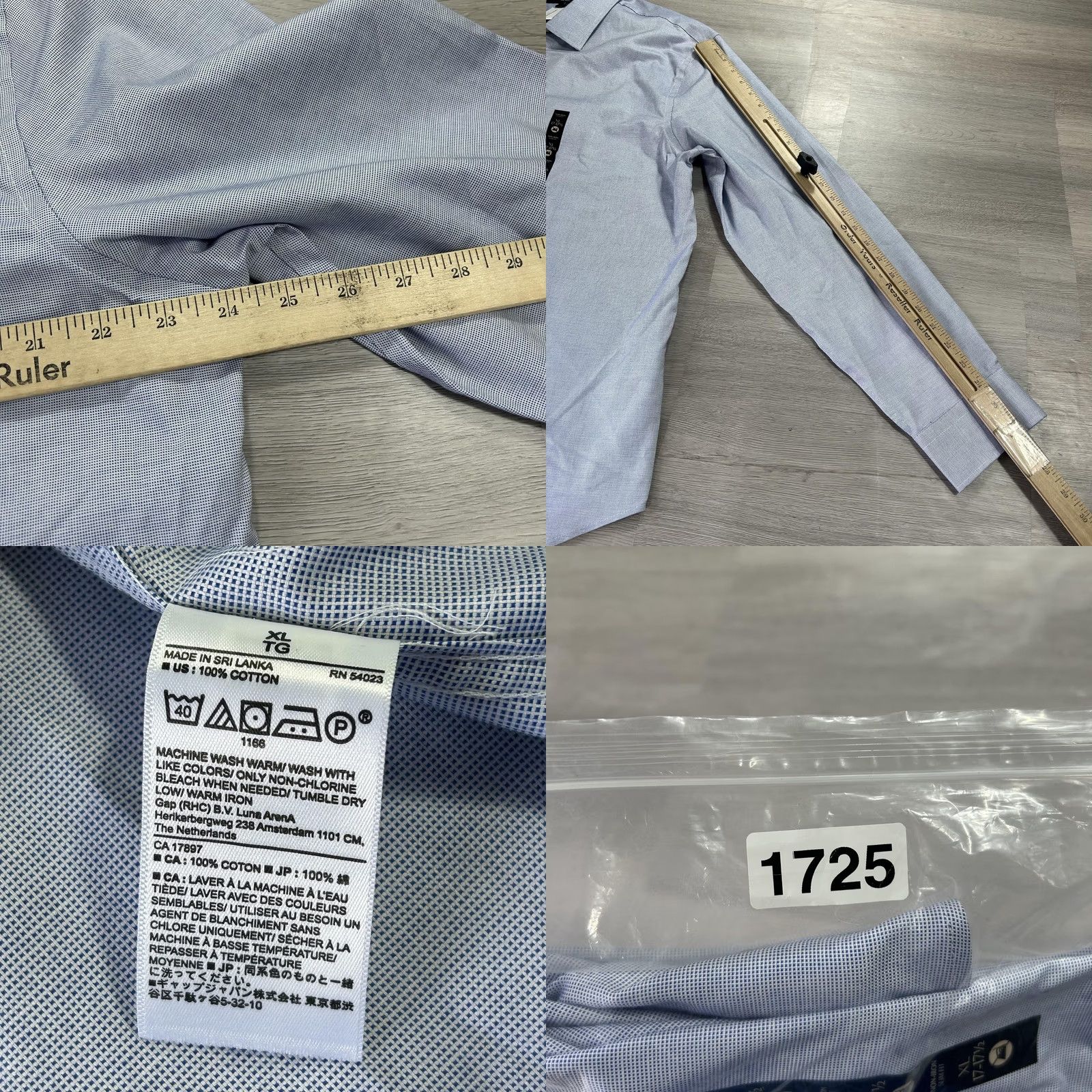 Banana Republic Banana Republic Dress Shirt Mens XL Blue Check Non-Iron Long Sleeve Untucked Regular Fit Shirt Size 46R - 8 Thumbnail