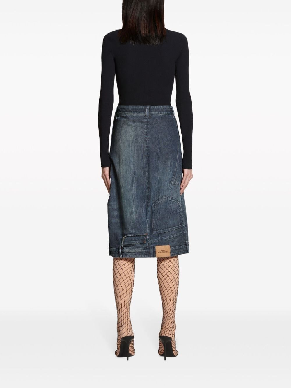 Balenciaga o1bcso1str0525 Deconstructed Midi Skirt in Dark Blue Size 25" / US 0 / IT 36 - 4 Thumbnail