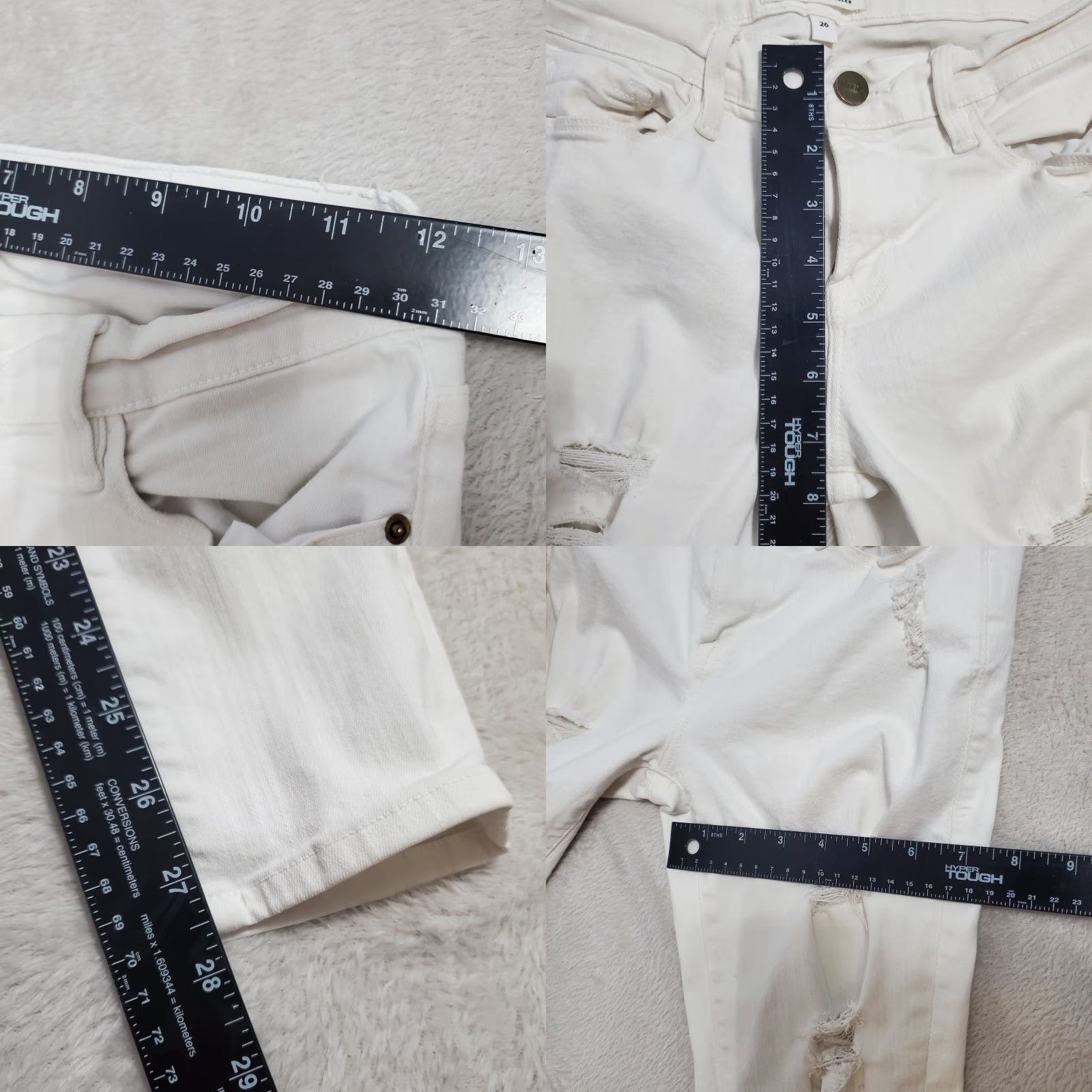 Frame VINTAGE Frame Denim Jeans Women 26 White Le Skinny de Jeanne Stretch Distressed 90s Grunge USA Womens Size 26" / US 2 / IT 38 - 8 Thumbnail