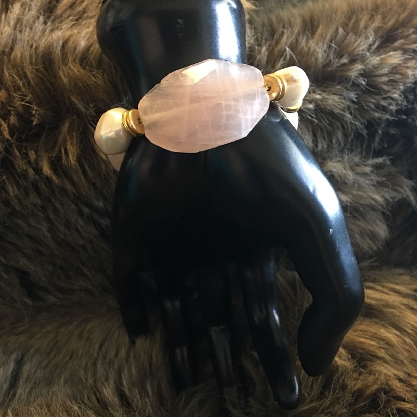 Jewelry Faceted pink quartz mother of pearl bracelet Size ONE SIZE - 4 Thumbnail