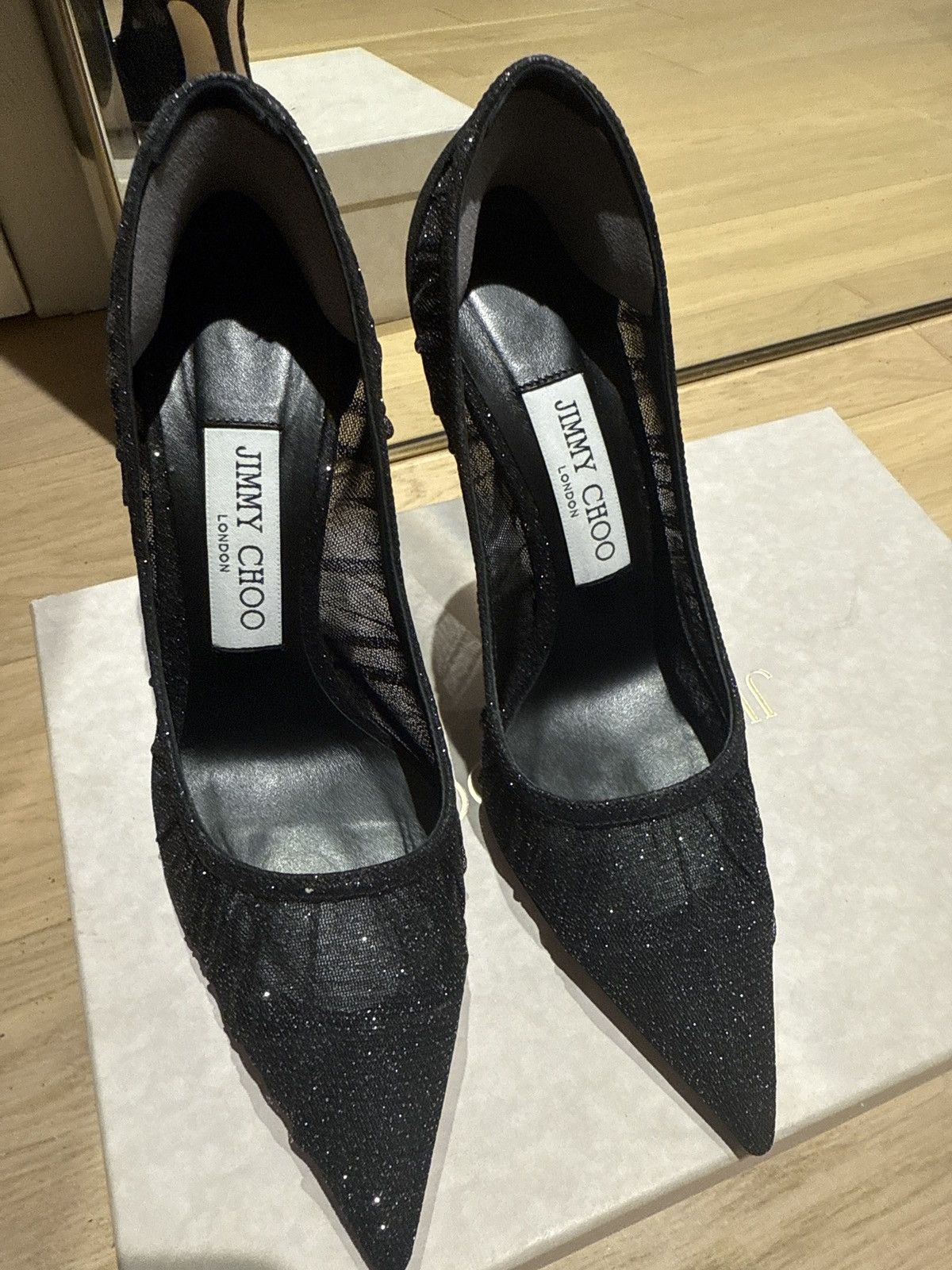 Jimmy Choo Jimmy Choo Love 10mm Glitter Pump Size US 6 / IT 36 - 3 Thumbnail