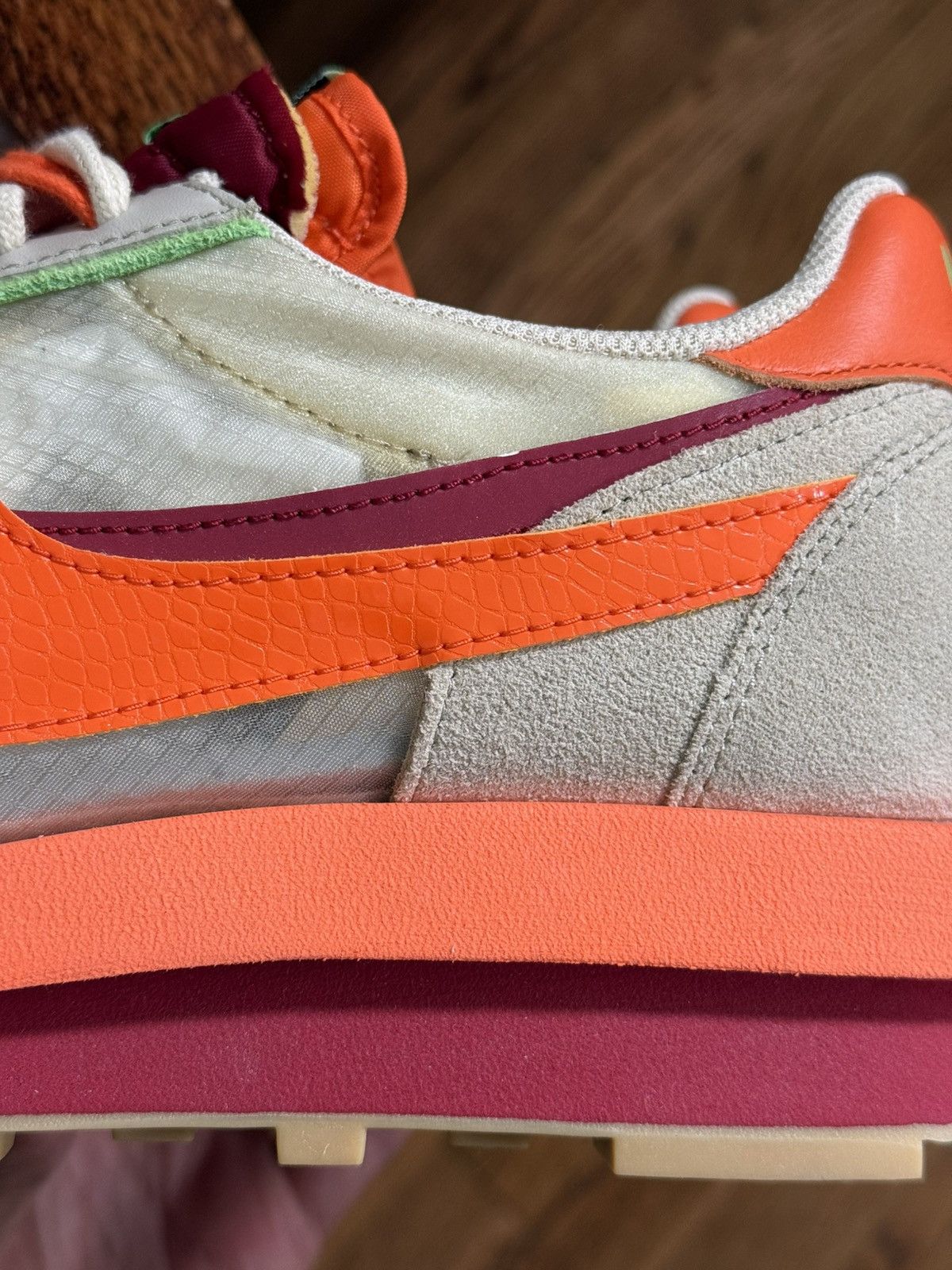 Nike × Sacai Nike LD Waffle sacai CLOT Kiss of Death Net Orange Blaze Size US 14 / EU 47 - 7 Thumbnail