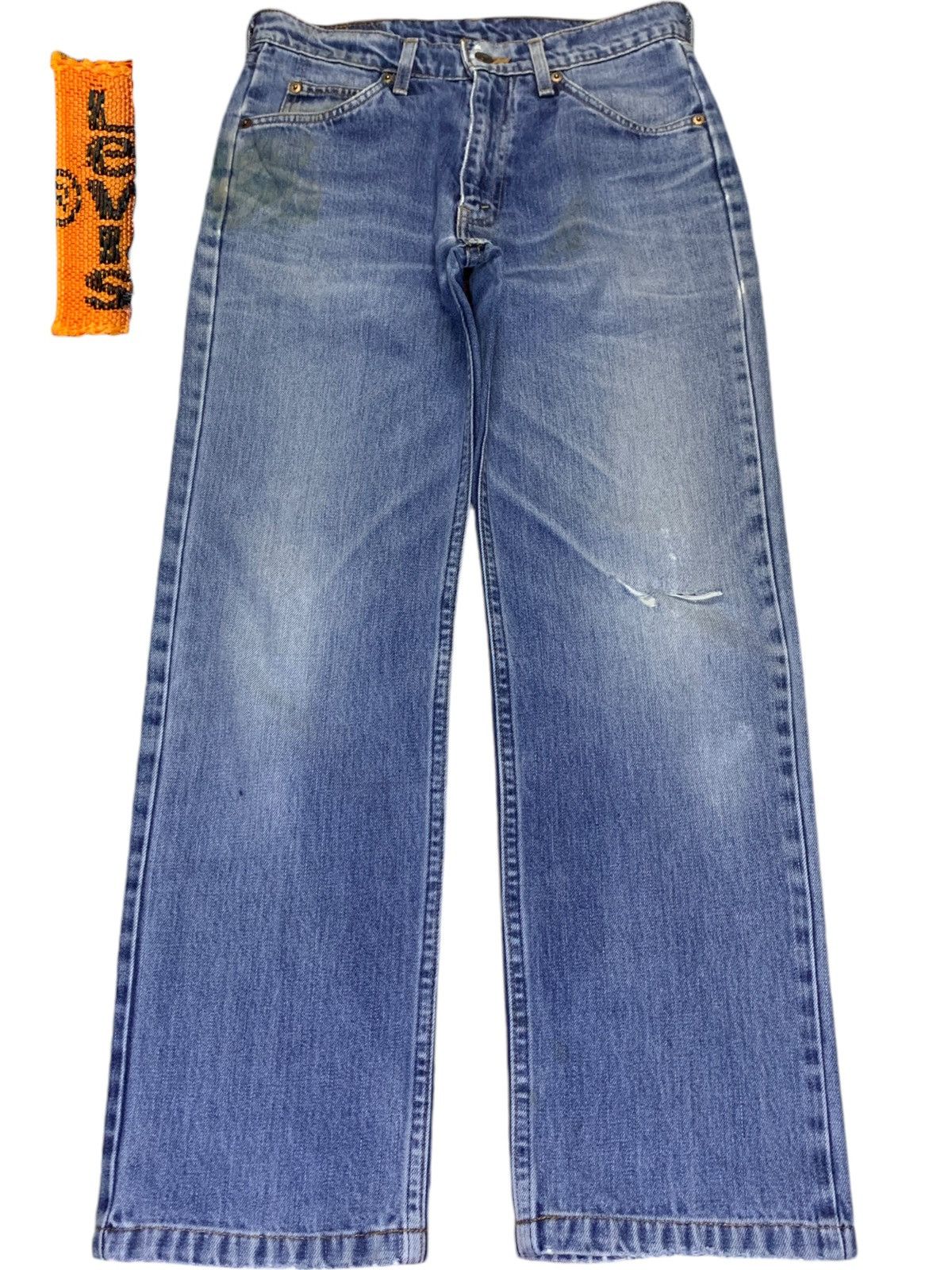 Levi's Vintage 80s Levis 605 Orange Tab Blue Wash Distressed Jeans Size US 30 / EU 46 - 1 Thumbnail