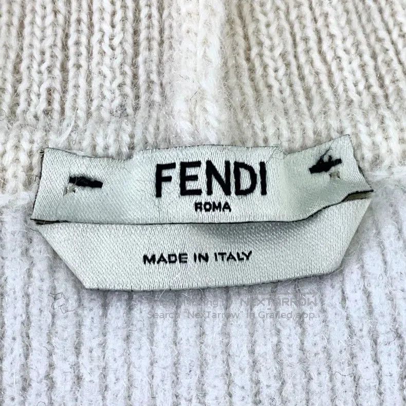 Fendi Fendi Beige Logo Embroidered Mohair Cardigan. Size US M / EU 48-50 / 2 - 6 Thumbnail