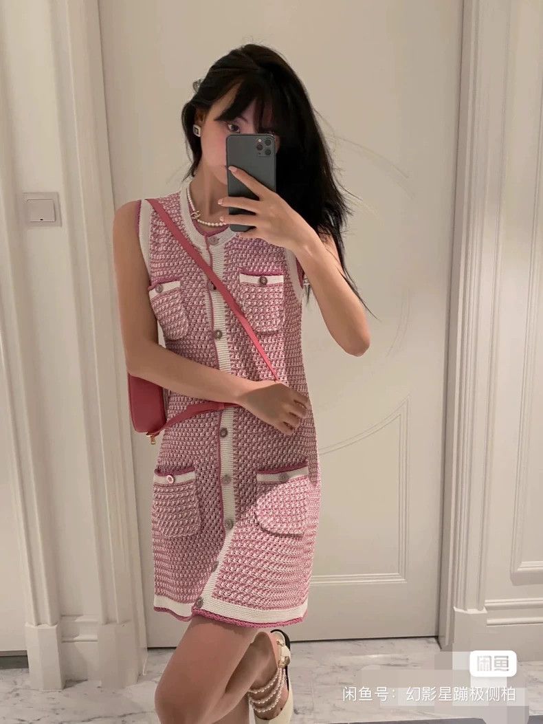 Chanel Chanel Pink braided sleeveless dress Size XS / US 0-2 / IT 36-38 - 1 Thumbnail