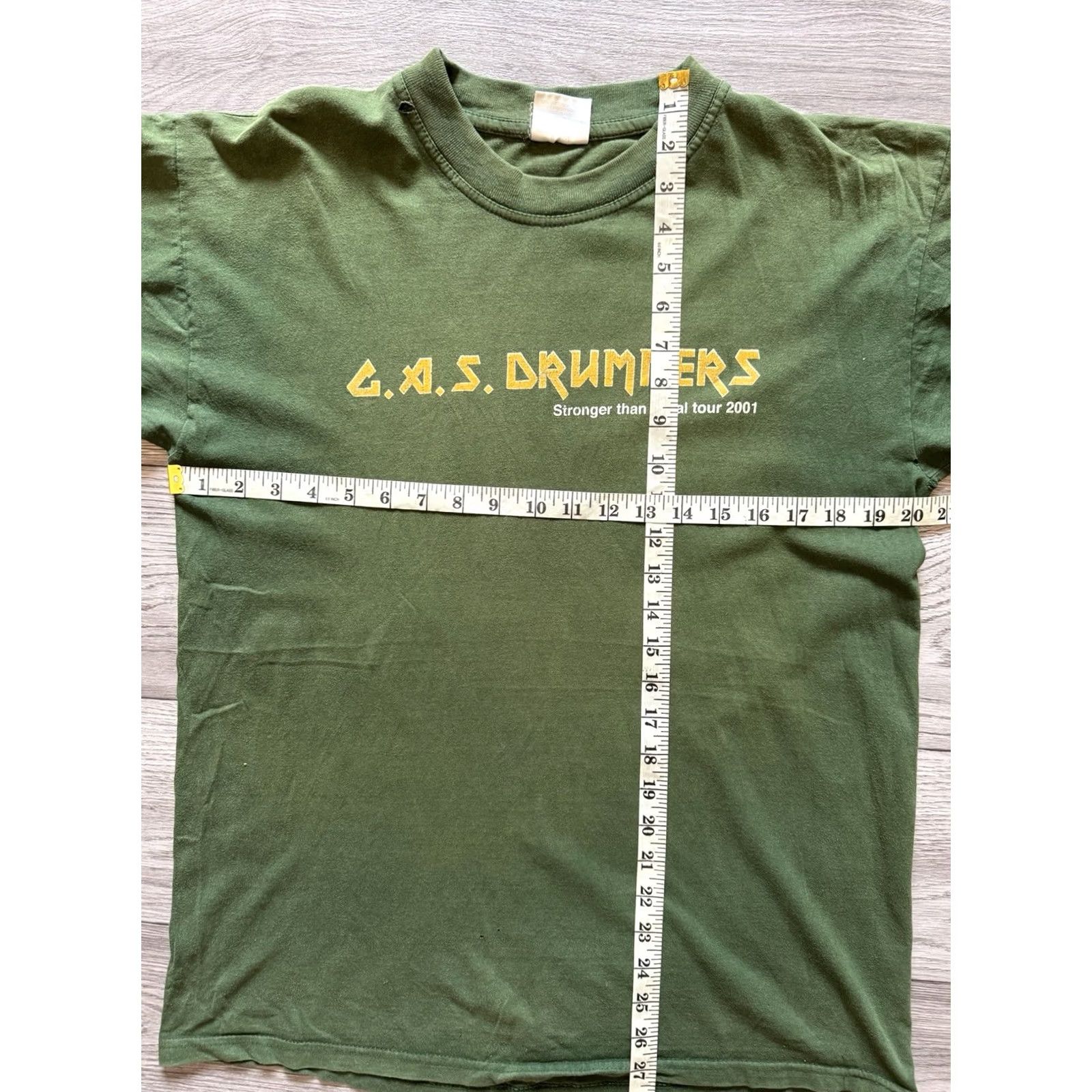 Vintage VINTAGE G.A.S. Drummers Stronger Than Metal Tour Band T-Shirt L Men Olive Green Size US L / EU 52-54 / 3 - 3 Thumbnail