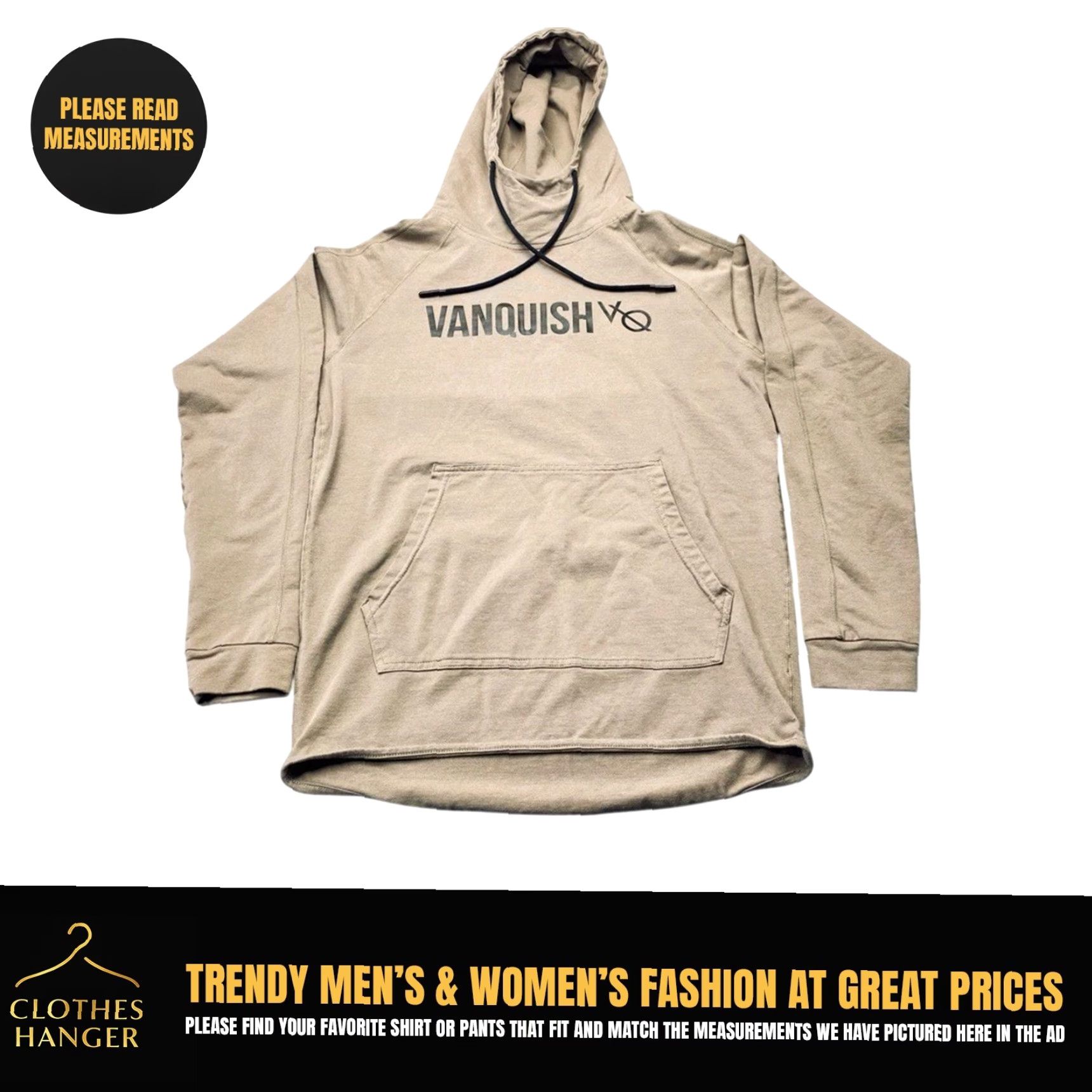 Logo 7 Vanquish Pullover Hoodie Men’s XL Tan Chest Logo Drawstring Pockets 8401 Size US XL / EU 56 / 4 - 2 Thumbnail