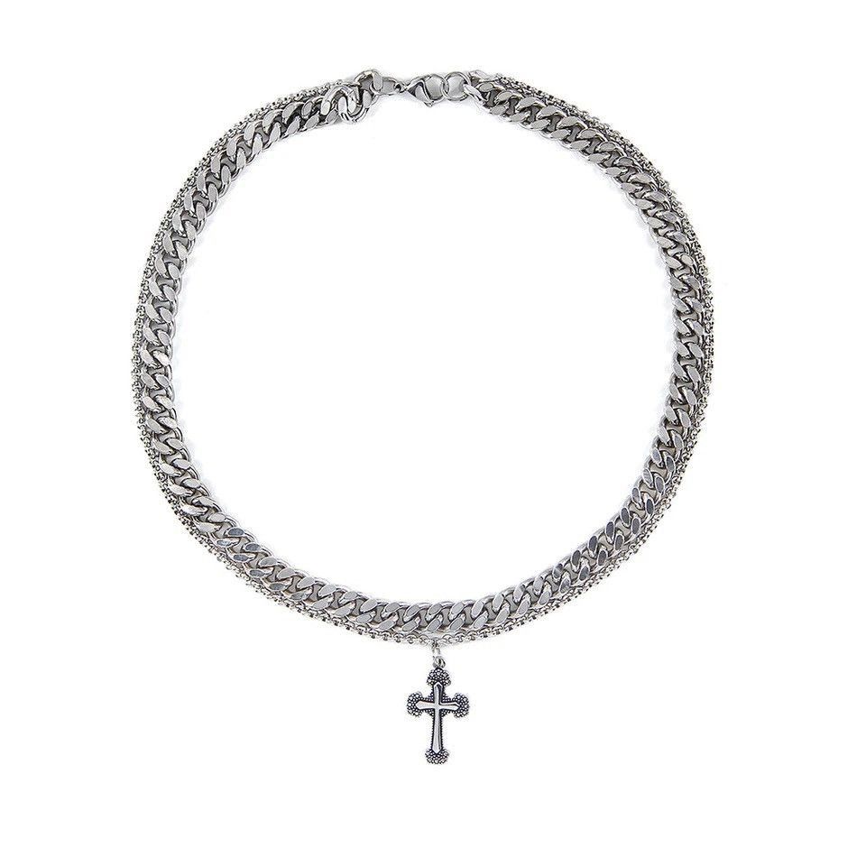 Jewelry Double Layer Chain Cross Necklace Size ONE SIZE - 3 Thumbnail
