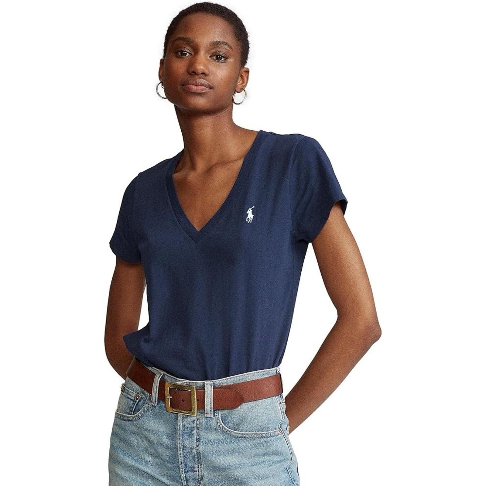 Ralph Lauren NWT Ralph Lauren Woman's Blue Cotton V Neck T Shirt Size L Size L / US 10 / IT 46 - 5 Thumbnail