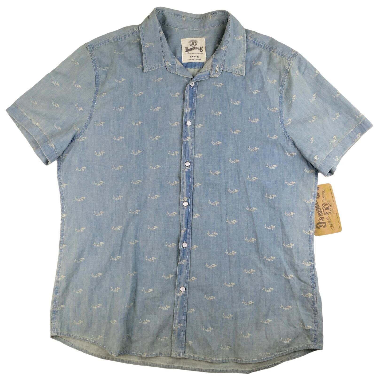 Other Roebuck & Co Mens XL Light Blue S/S Hammer Head Shark Shirt Size US XL / EU 56 / 4 - 1 Thumbnail