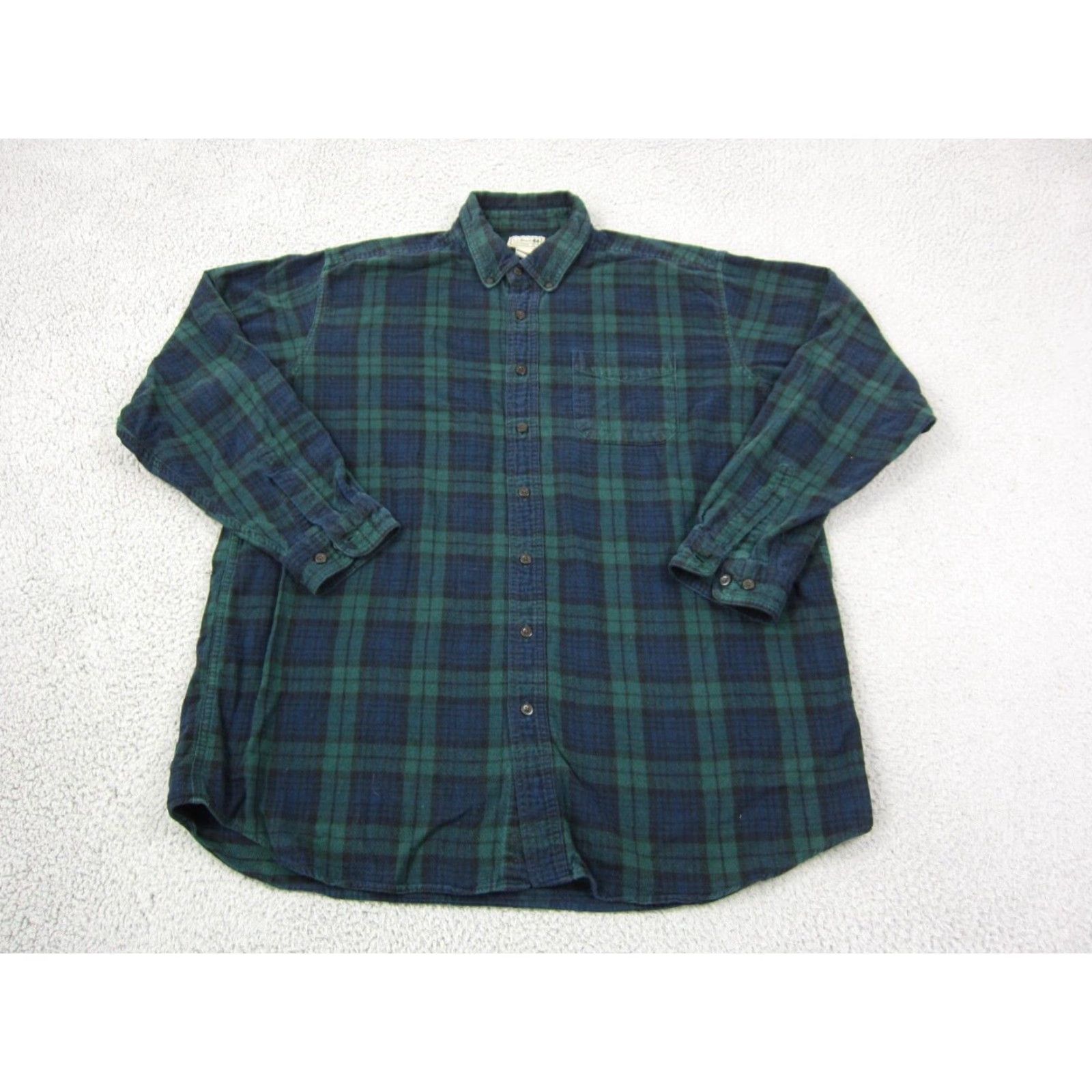 Vintage VINTAGE L.L.Bean Shirt Mens XLT Blue Black Watch Plaid Tartan Button-Up 100% Cotton Flannel Long Sleeve Collared Size US XL / EU 56 / 4 - 4 Thumbnail