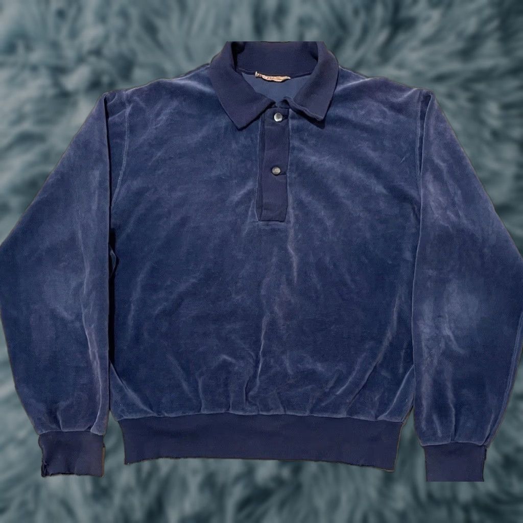 Velour VINTAGE Velour Boxy Polo Shirt Sweatshirt XS Blue Surf Skate 60s 70s Beach Grunge Vaporwave 80s 90s USA Ragged? Size US XS / EU 42 / 0 - 1 Thumbnail