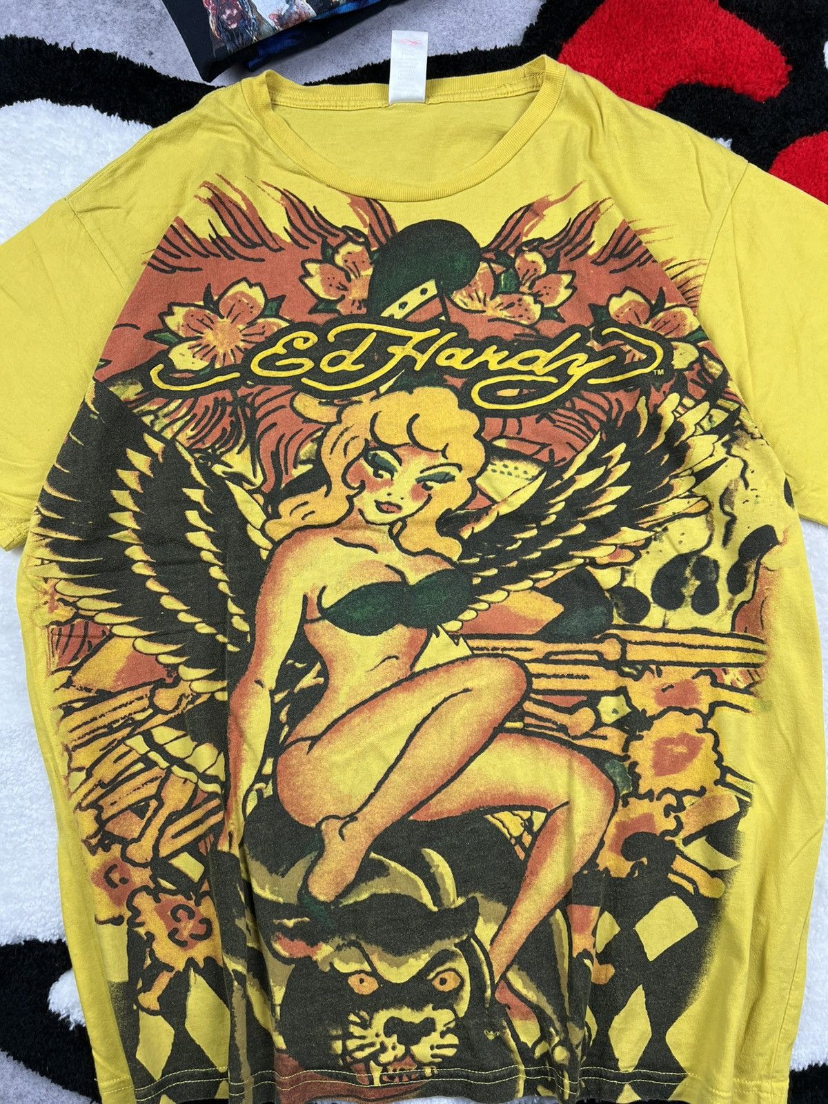 Christian Audigier × Ed Hardy × Japanese Brand Vintage Christian Audigier Naked Girl Rhinestone Skulls Tee Size US L / EU 52-54 / 3 - 4 Thumbnail