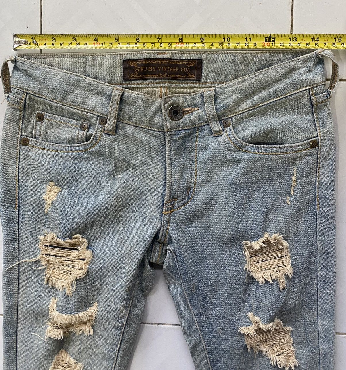Designer × Japanese Brand × KMRii Vintage Goa Blue Washed Distressed Jeans Size 28" / US 6 / IT 42 - 11 Thumbnail