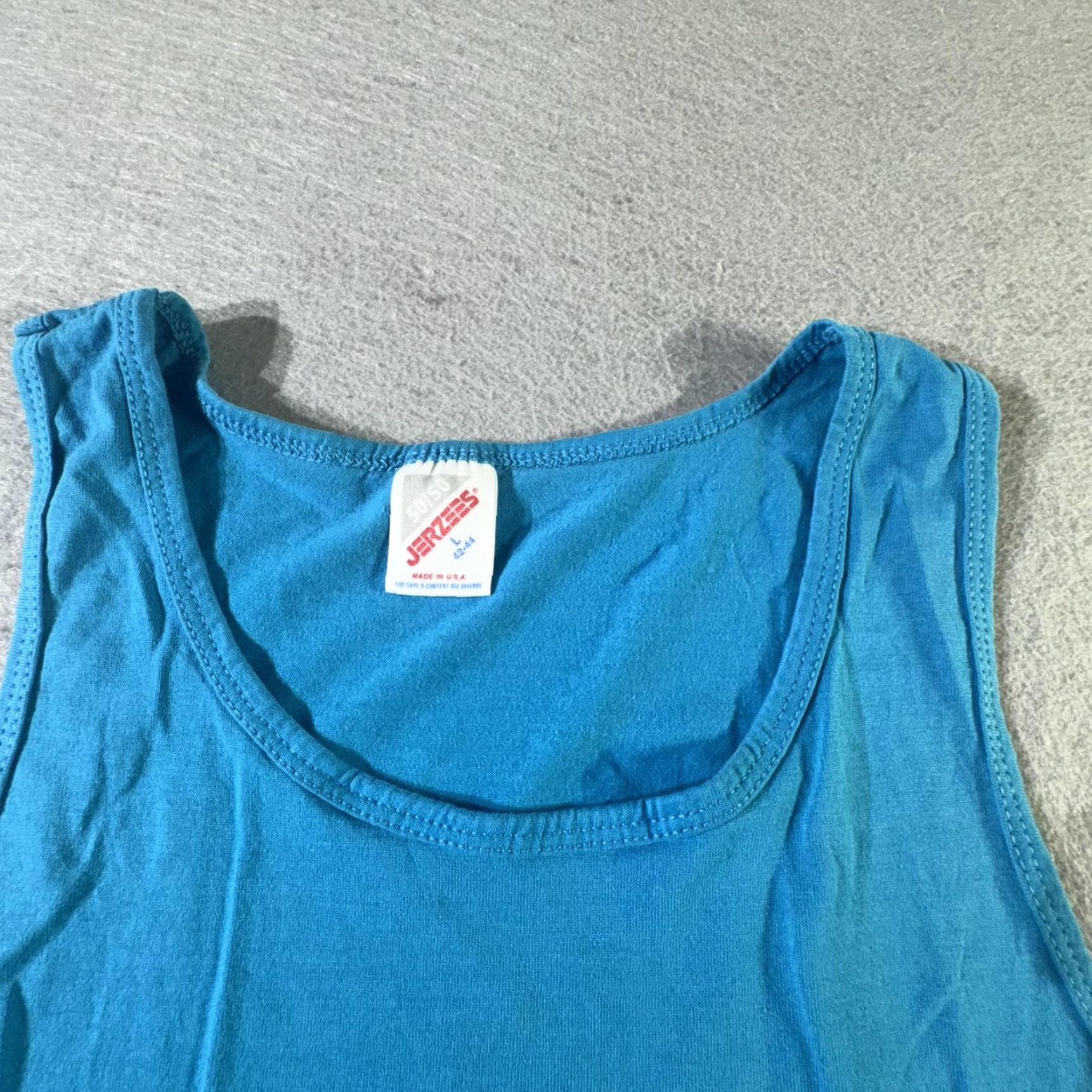Jerzees VINTAGE Jerzees Tank Top Mens L Blue 50/50 Made USA Gym Muscle Shirt 80s 90s Size US L / EU 52-54 / 3 - 4 Thumbnail