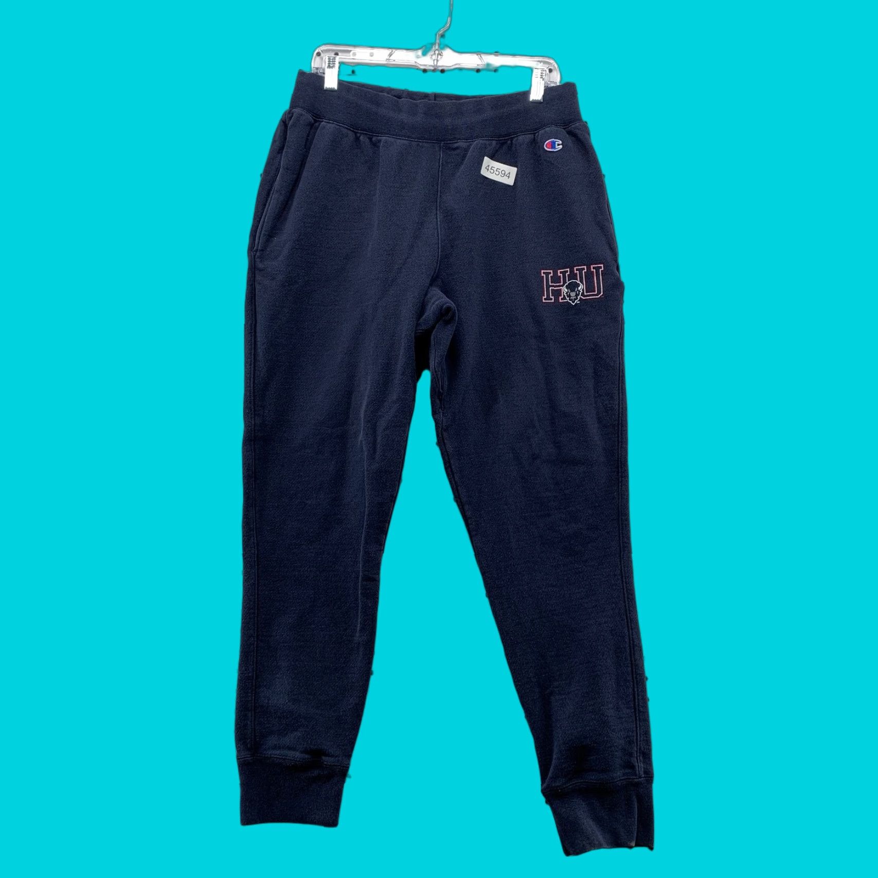 Champion VINTAGE Champion Howard University Sweatpants Mens Large Blue Reverse Weave Pocket Size US 33 - 1 Thumbnail
