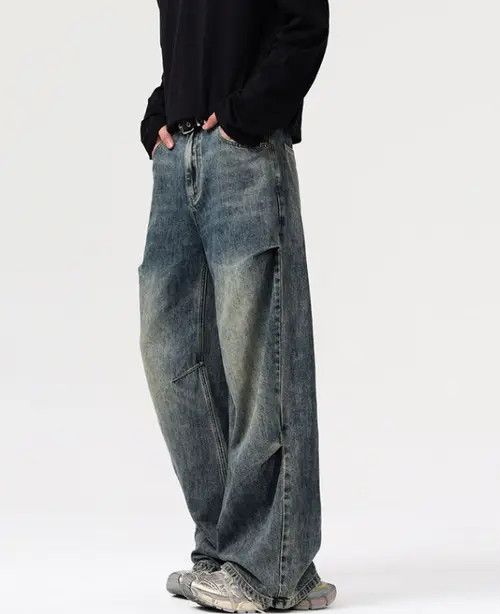 Japanese Brand Pants Distressed straight men's retro loose baggy jeans Size US 32 / EU 48 - 4 Thumbnail