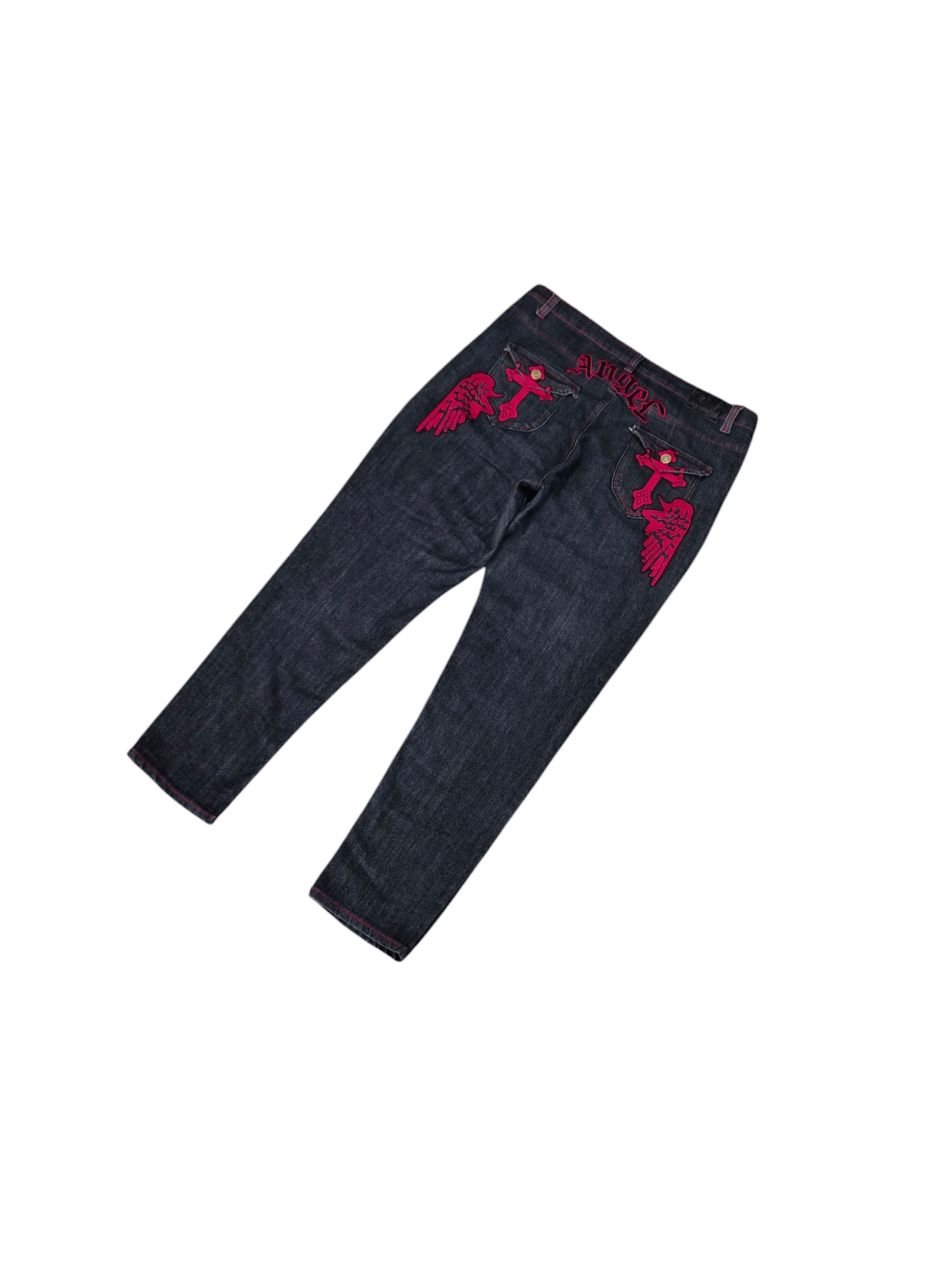 Affliction Vintage Y2k Angel Wing Cross Embroidered Denim Jeans Size US 40 / EU 56 - 2 Thumbnail