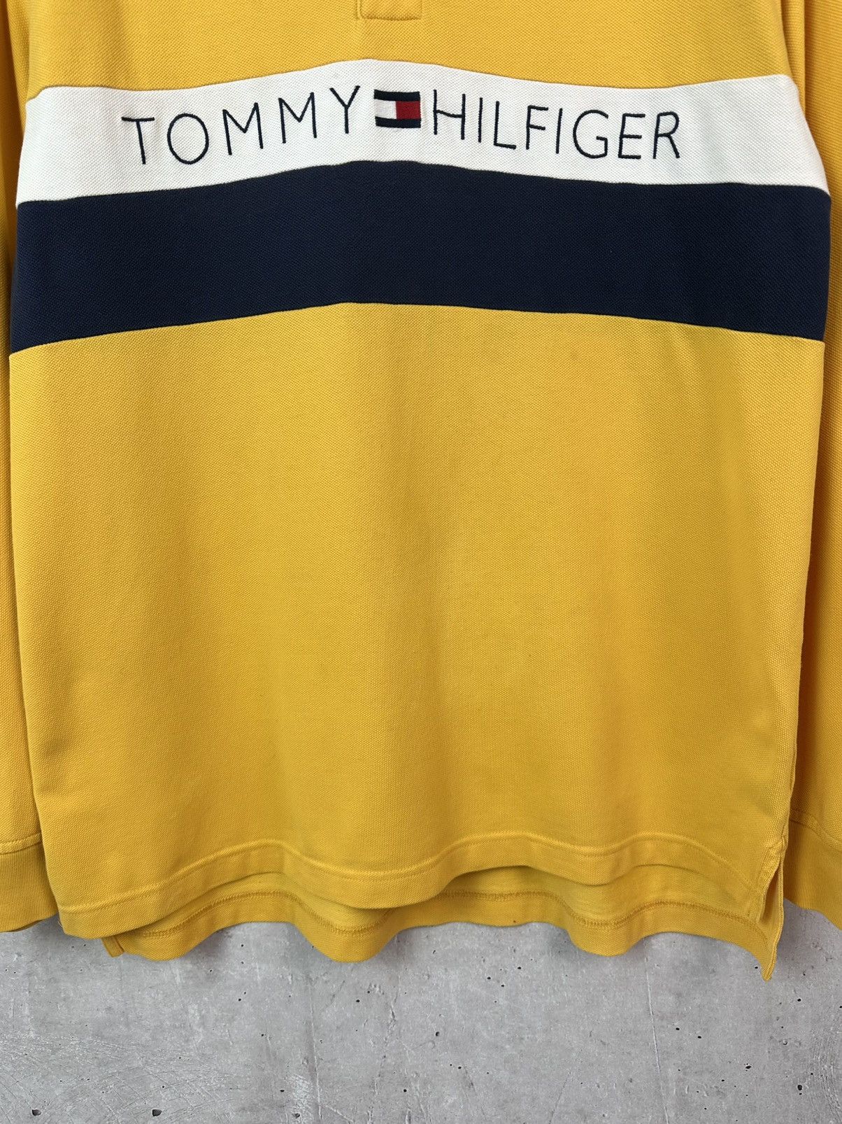 Tommy Hilfiger Vintage Tommy Hilfiger Yellow Cotton Rugby Long Sleeve Polo Size US L / EU 52-54 / 3 - 7 Thumbnail