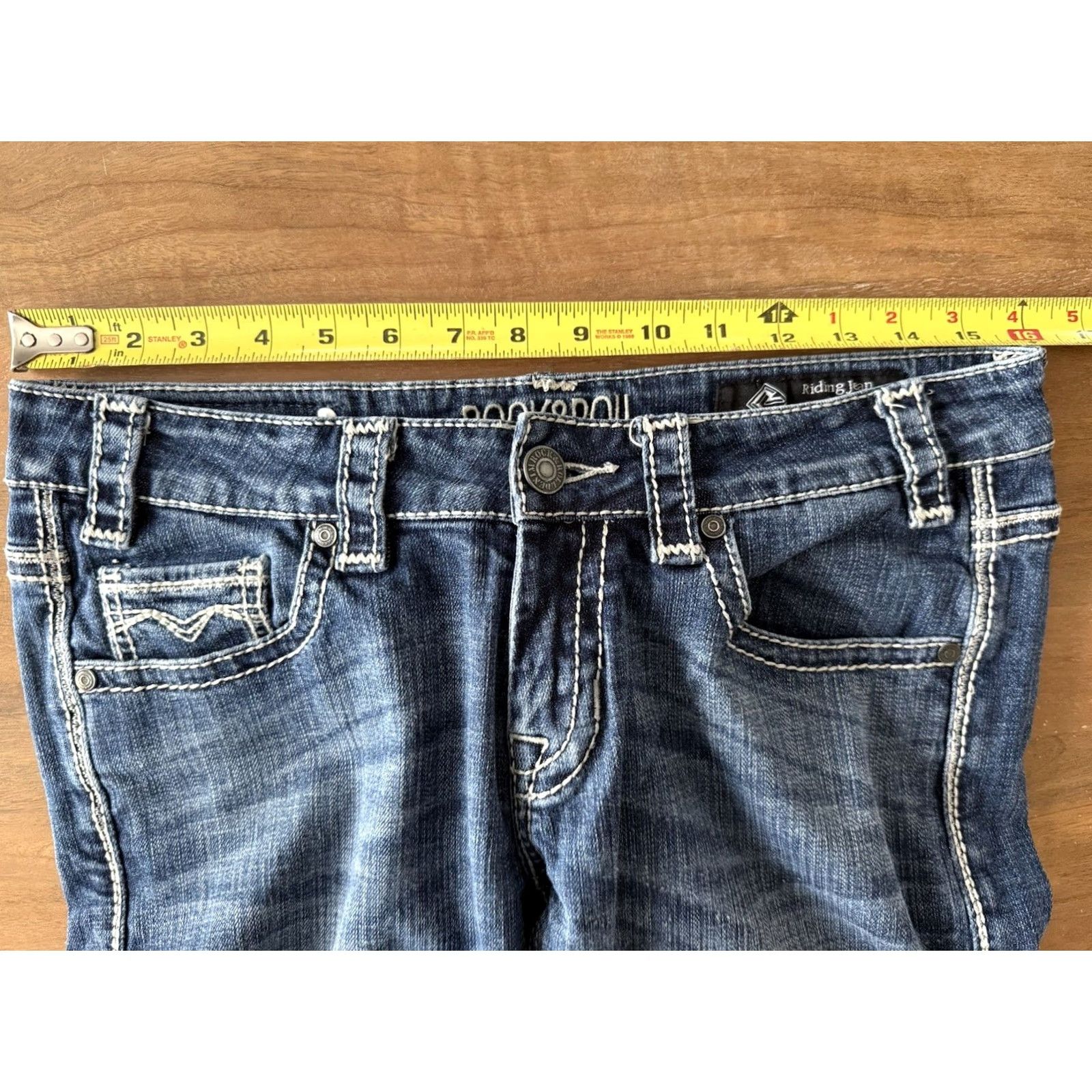 Vintage Rock&Roll Denim Rock&Roll Riding Jeans Boots Western Cowboy Denim 29x30 32x28 Womens Regular Bootcut Blue Cotton Spandex Jeans Size 29" - 5 Thumbnail