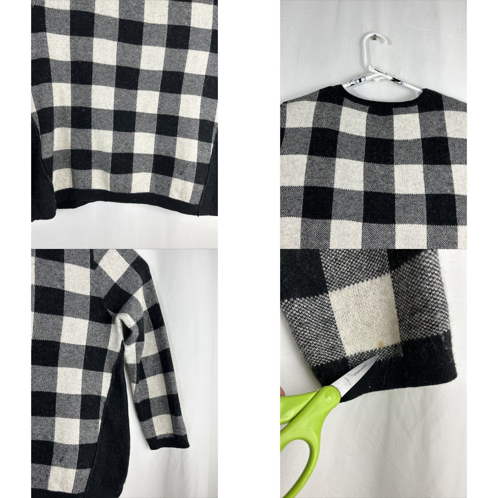 J. Jill J Jill Womens Medium Black White Plaid Pullover Sweater Casual Cotton Wool Nylon Knit M Black Women's Sweater 90s? Size M / US 6-8 / IT 42-44 - 10 Thumbnail