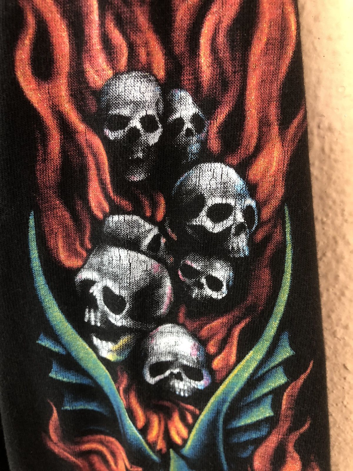 Vintage Vintage 90s Bulldog Biker Flaming Skull Shirt Size US L / EU 52-54 / 3 - 5 Thumbnail