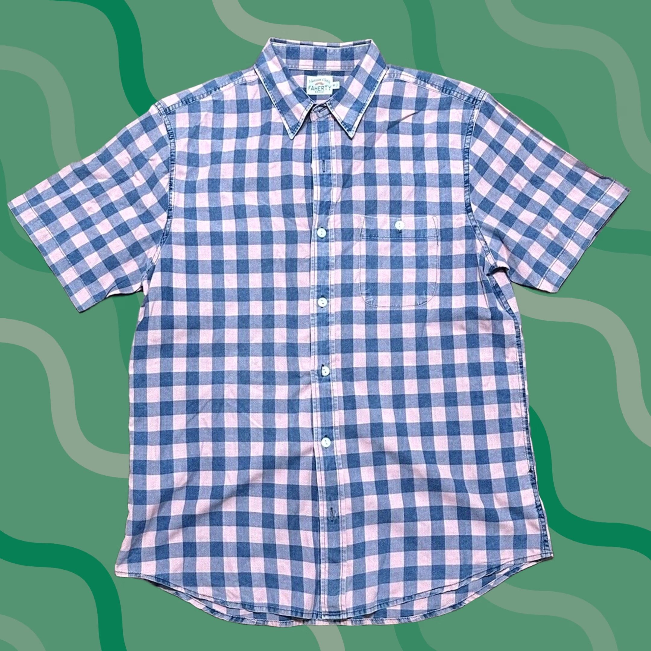 Faherty Faherty Shirt Pink Plaid Button-Up Mens M Short Sleeve Collared Retro Vintage? Size US M / EU 48-50 / 2 - 1 Thumbnail