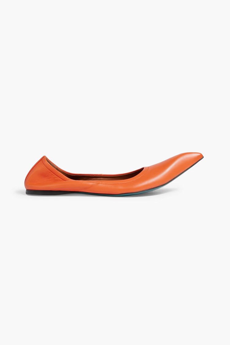 o1y1025 Leather Ballet Flats in Orange