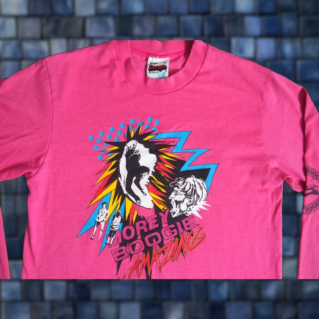 Pinko VINTAGE Morey Boogie T-Shirt Shirt Mens S Pink USA 80s VTG Graphic Print Long Sleeve Crew Neck Cotton Logo Size US S / EU 44-46 / 1 - 1 Thumbnail