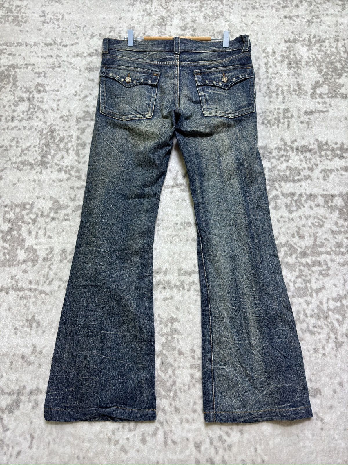Hysteric Glamour K.U.I Japanese Distressed Flare Jeans Clawmark Archive Denim Size US 34 / EU 50 - 2 Thumbnail