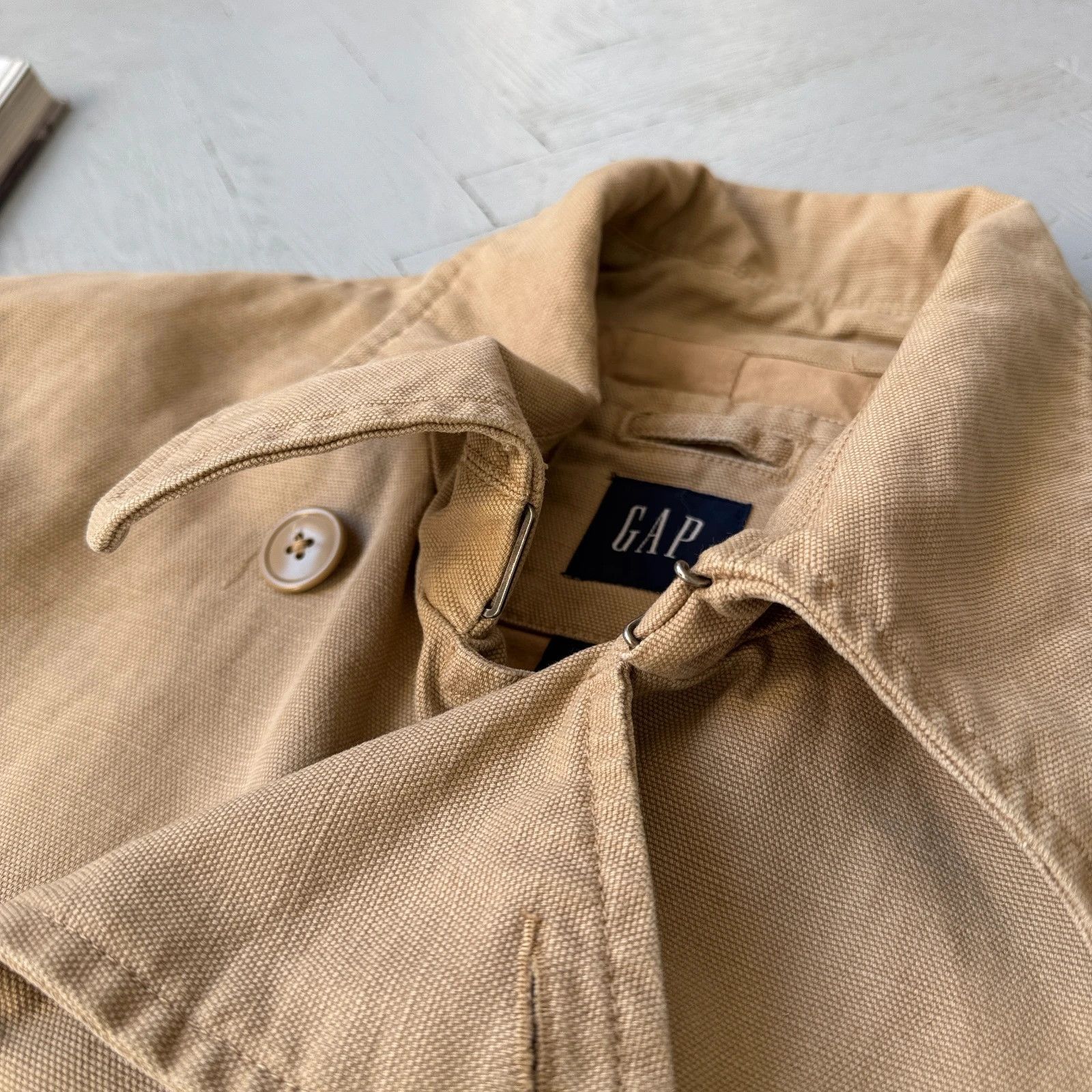 Gap Vintage 00s GAP Canvas Peacoat US Navy Heavy Cotton Jacket Size US L / EU 52-54 / 3 - 6 Thumbnail