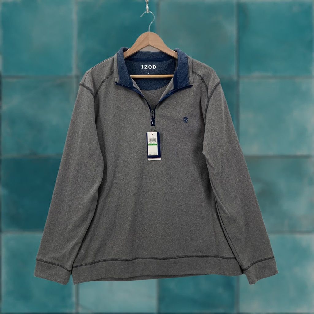 Izod IZOD Pullover Mens Large Gray Quarter Zip Microfleece Sweater Castlerock Logo Size US L / EU 52-54 / 3 - 1 Thumbnail