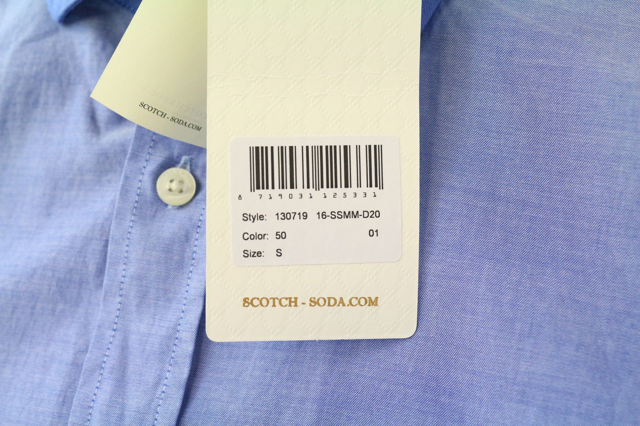 Scotch & Soda S Blue Slim Fit Melange Cotton Button Up Shirt 74561 Size US S / EU 44-46 / 1 - 5 Thumbnail
