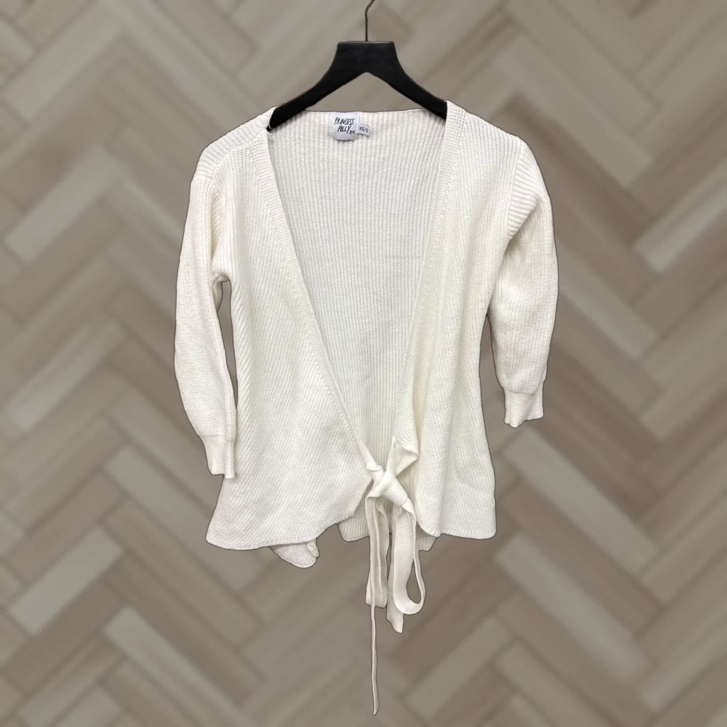 PRINCESS POLLY Princess Polly White Wrap Cardigan XS/S Cardigan Women White Bell Sleeve V-Neck Knit Lightweight Casual Regular Size XS / US 0-2 / IT 36-38 - 1 Thumbnail